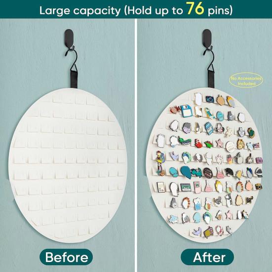 Wall Hanging Brooch Organizer with Hook Heavy Duty Felt Large Capacity Round Lapel Enamel Pin Collection Display Holder Storage Case