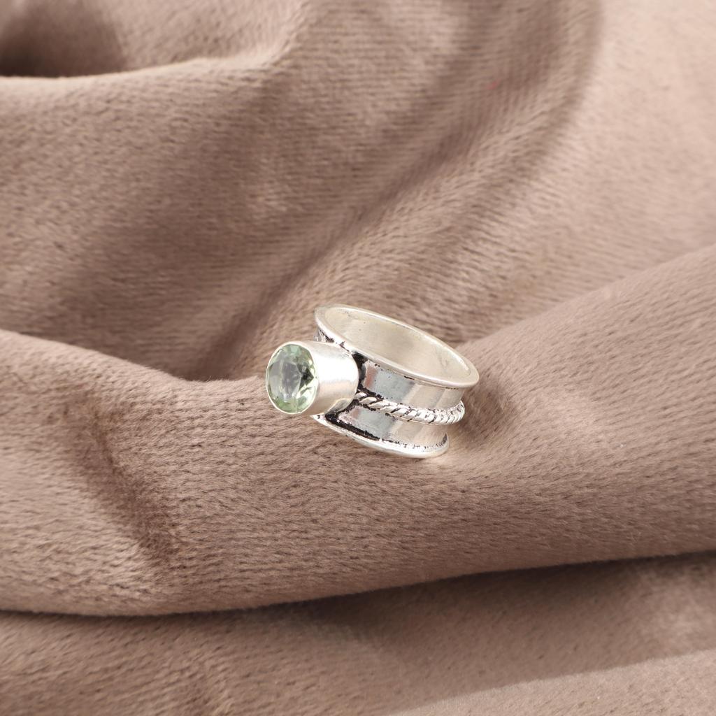 Green Amethyst Gemstone 925 Sterling Silver Handmade Wonderful Jewelry Ring Gift For Women