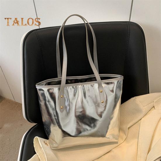 Женская сумка-тоут из искусственной кожи, однотонная сумка через плечо, глянцевая, повседневная, для подмышки, для телефона, ключей, карт, работы, путешествий, вечеринок