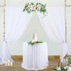 2PCS Backdrop Curtains Wedding Organza Sheer Crystal Tulle Roll Yarn Organza Fabric Wedding Party Backdrop Baby Shower Decor