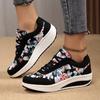 Женские повседневные кроссовки с винтажным принтом, на шнуровке, на платформе, с мягкой подошвой, для ходьбы, спортивная обувь с круглым носком