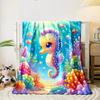 Cute Seahorse and Colorful Coral Reef Scene print blanket soft and cozy perfect for the living room bed sofa or a nap,gift