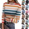 Женская облегающая футболка, модная повседневная футболка с принтом в полоску, пуловер с круглым вырезом и рукавом 3/4
