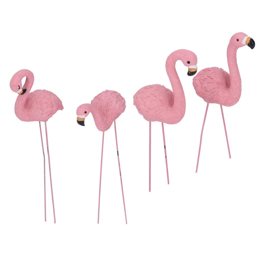 4 Pcs Pink Flamingo Garden Statue Fine Details Stylish Vivid Small Flamingo Statue for Yard Lawn Patio Decorations Gifts