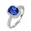 Classic Square Blue Engagement Ring Platinum Plated 925 Silver Jewelry