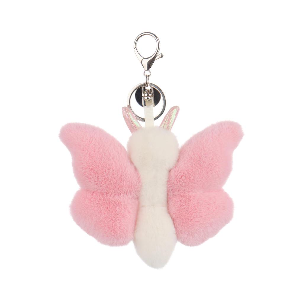 Apricot Lamb Pink Free Butterfly Cute Soft Keychain Plush Perfect for Boys and Fits Kids Backpacks and 13cm Toy, Girls, Purses,