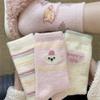 Female Autumn and Winter Thickened Warm Lovely Cartoon Pink Is The Moon Son Sleep In The Tube Pile Pile Cotton Socks