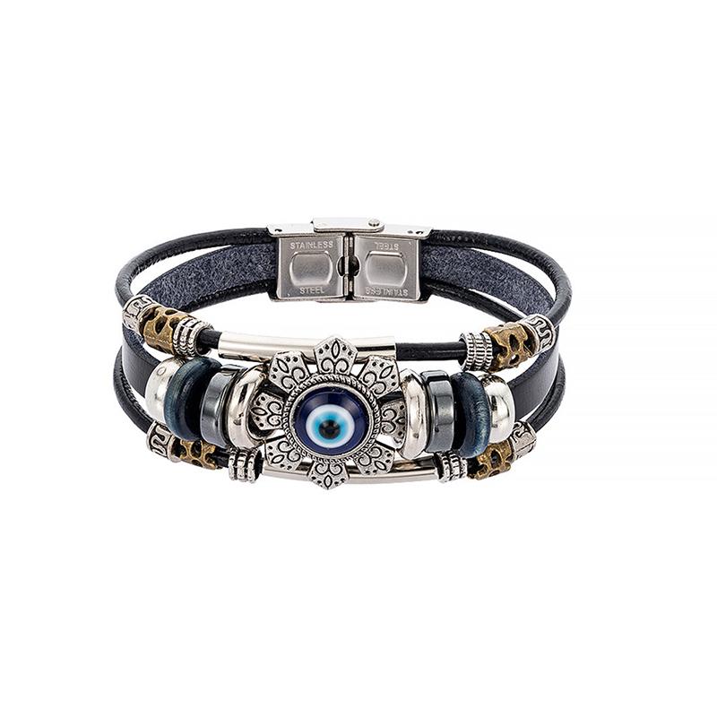 Lucky Eye Turkish Evil Eye Bracelets Punk Multilayer Leather Handmade Bracelet