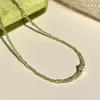 Emerald Green Peridot & Freshwater Pearl Retro Clavicle Necklace for Women