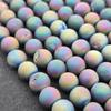 Natural Gemstone Druzy Agate Beads, Multi-Color Smooth Round, Matte Finish, 6mm 8mm 10mm Size Beads, Full Strand 14-15 Inch, Great for Jewelry Making