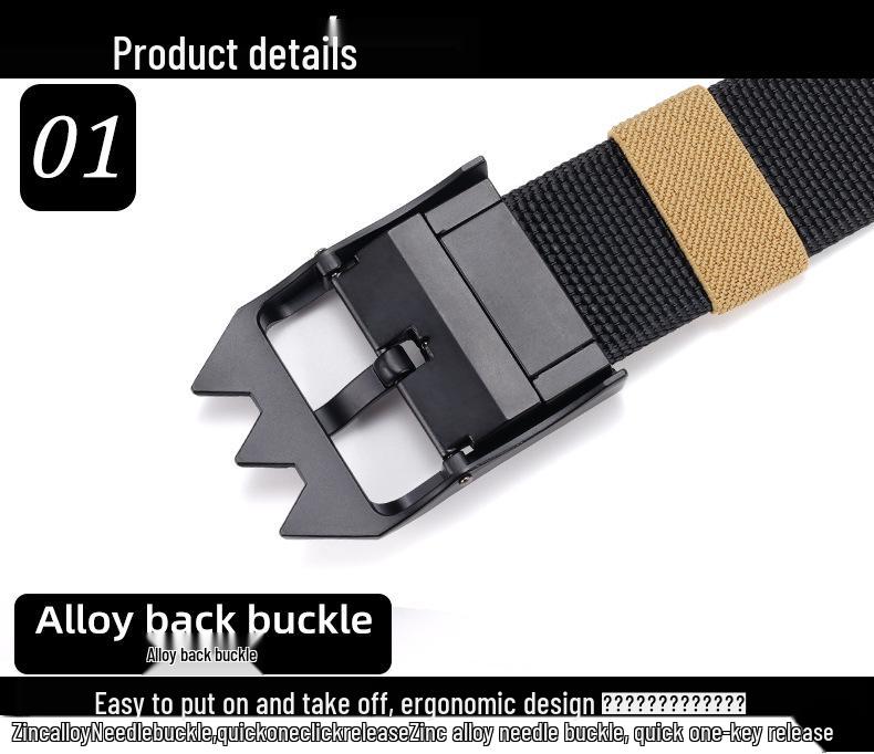 Men's Nylon Canvas Belt with Rotating Alloy Pin Buckle - Durable, Versatile Outdoor Tactical Belt