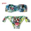 Изысканный тропический комплект бикини с принтом зеленых листьев для стильной летней купальной одежды
