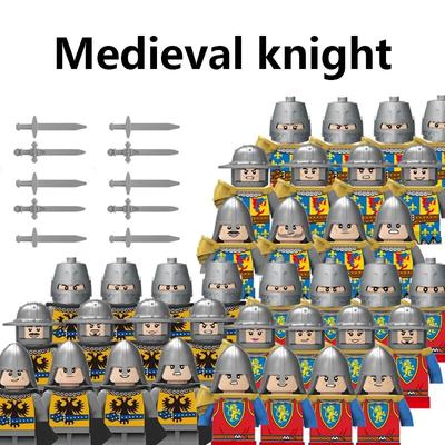 MOC военный средневековый строительный блок, рыцарь-воин, солдат, копье, меч, щит, армейское оружие «сделай сам», замок, военные аксессуары, игрушка