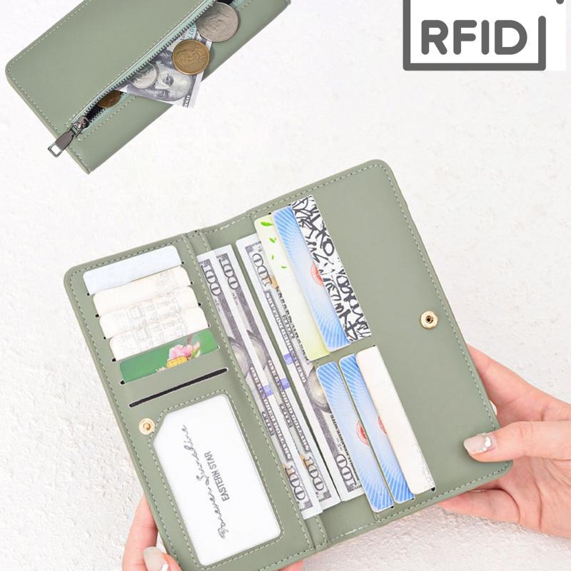 1 шт. ультратонкий кошелек для женщин с блокировкой RFID, держатель для кредитных карт, двойной клатч, кошельки на молнии, дорожный длинный кошелек