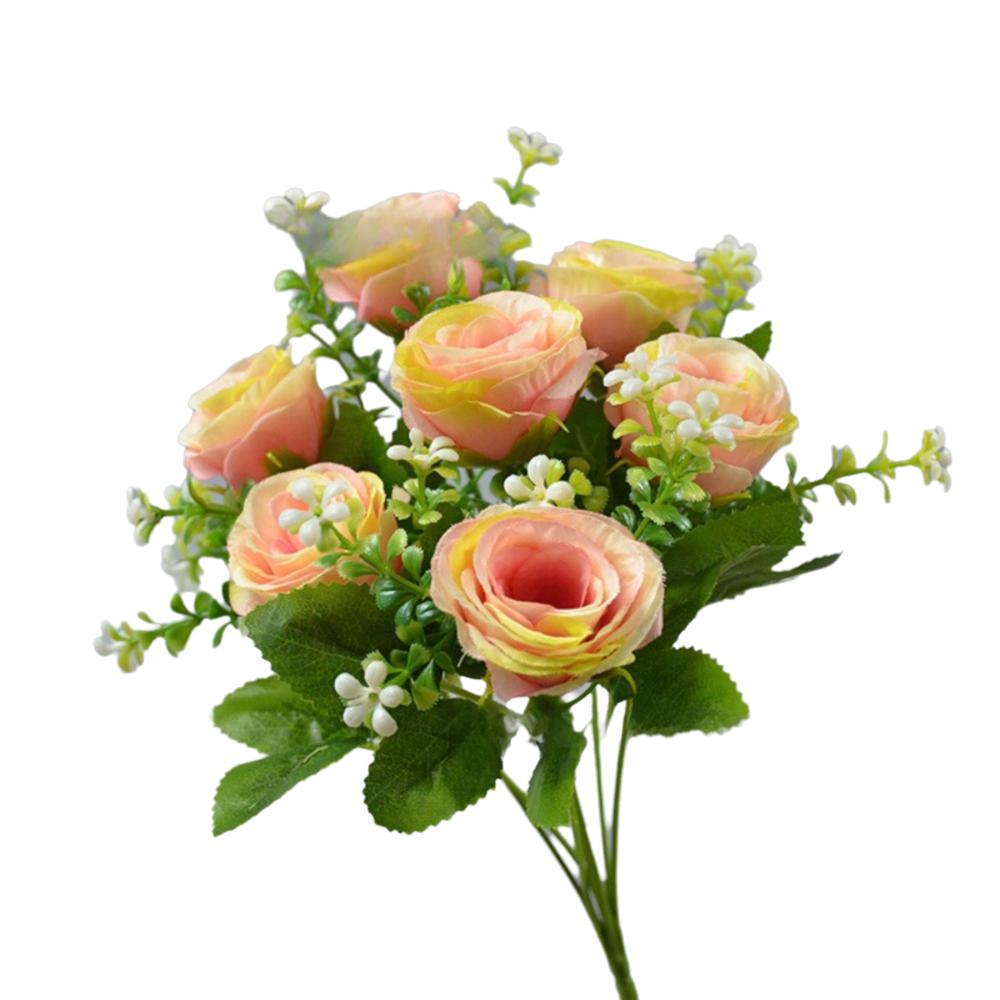 30CM Silk Rose Bouquet 7 Heads Fake Rose Flower Realistic Artificial Flowers Wedding Home Decor