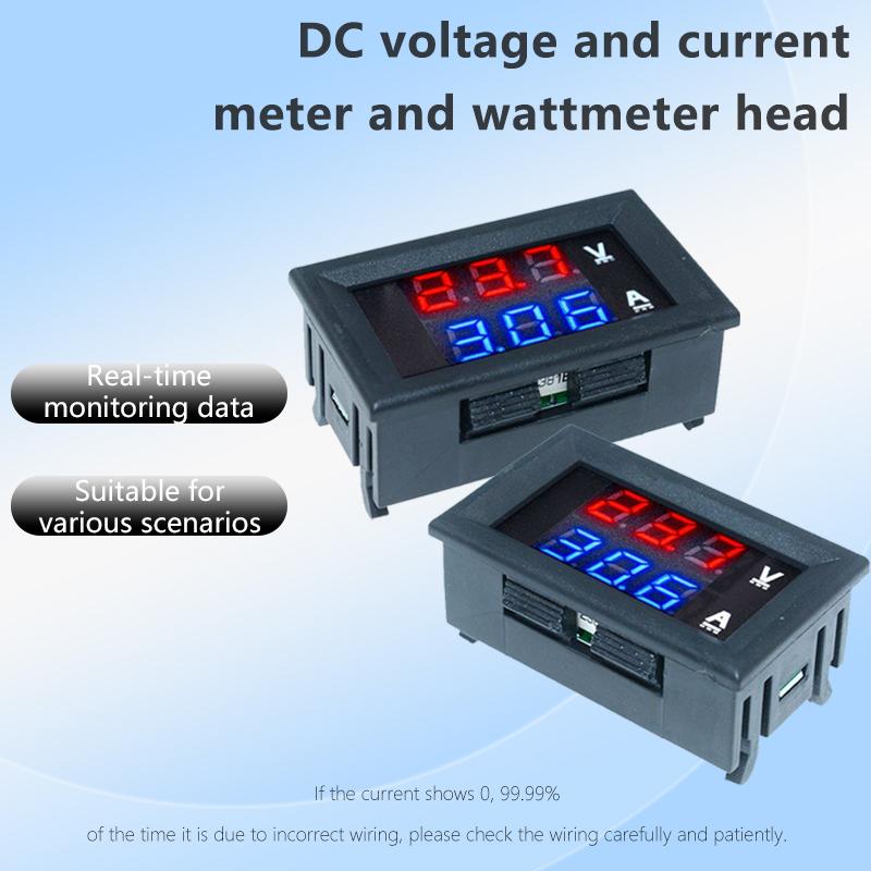 LIZAO Цифровой вольтметр-амперметр-ваттметр DC 0-100V/200V, 10A/50A/100A, Панельный прибор с двойным дисплеем