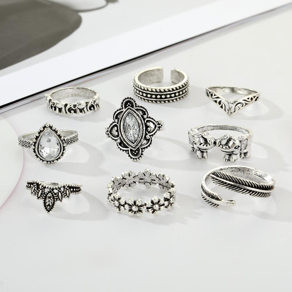 Благородное элегантное винтажное кольцо с бриллиантом, женские ювелирные изделия, универсальные аксессуары, модный комплект очаровательных колец