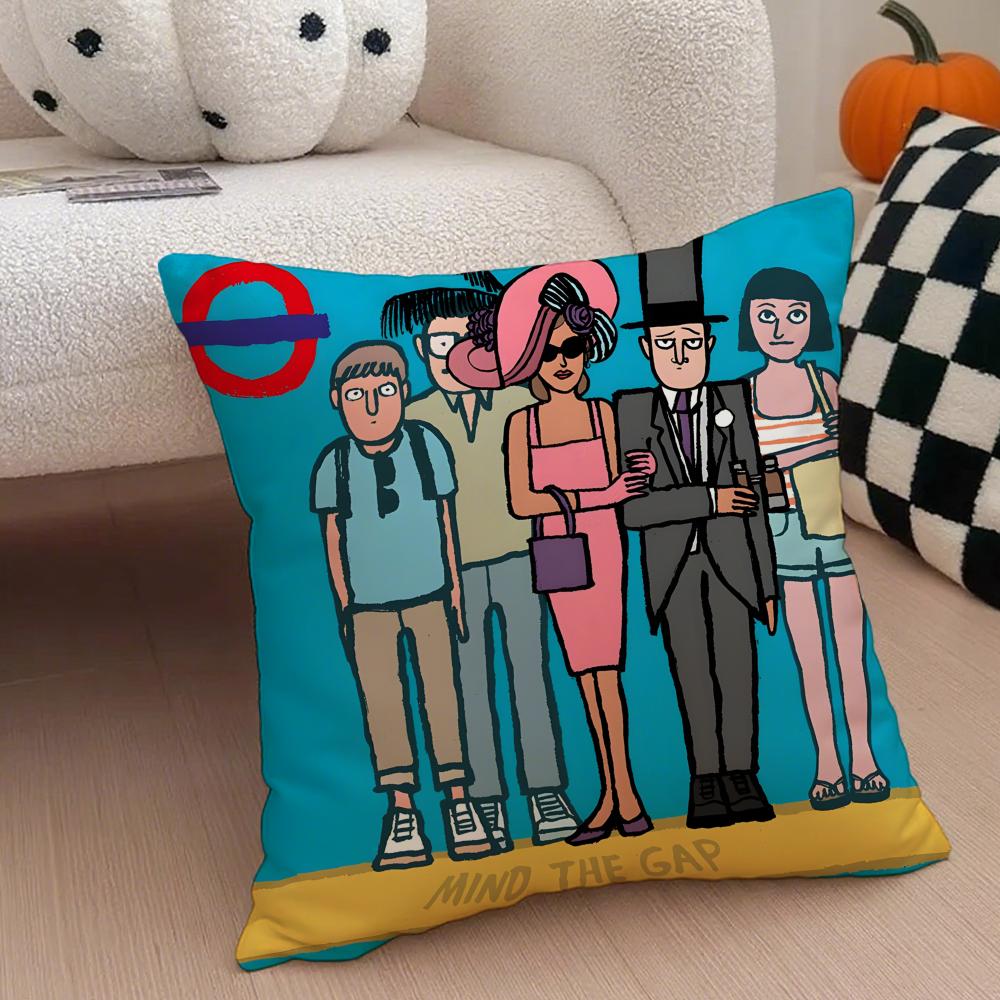Minimal Witty French Art JJean Jullien Cushion Cover Throw Pillow Cover Hidden Button Durable Polyester Chair Cushion