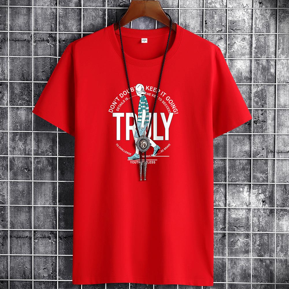 7 цветов Мужская модная футболка с короткими рукавами из чистого хлопка