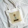 Cartoon Print Shopping Bag Ladies Eco-friendly Canvas Tote Bag Fashion College Shoulder Tote Foldable Ladies Shopping Bag Grocer