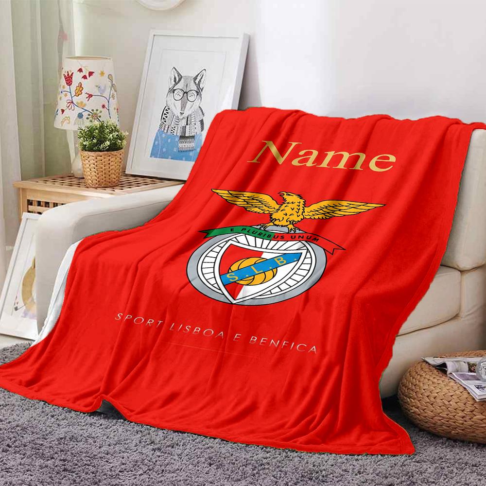 Custom Name Benfica Theme Printed Blanket Perfect For Couch Bed Travel Outdoor Use Machine Washable Cozy Durable
