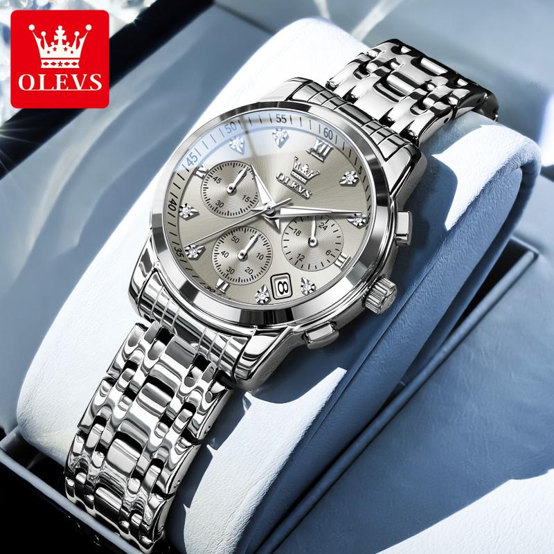 OLEVS Женские часы Оригинальные Элегантные Многофункциональные Кварцевые Наручные часы Водонепроницаемые из нержавеющей стали Женские часы Подарки