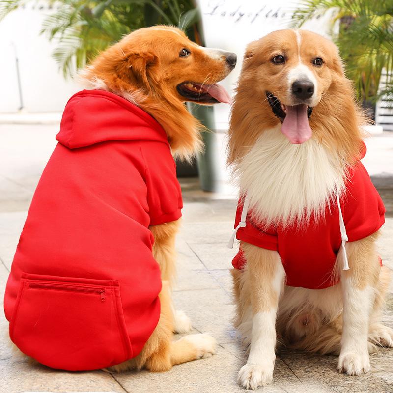 Pet Hoodies for Large Dogs Spring and  Fleece  Sweatshirt with Hat and Zip Pocket Pet Clothing