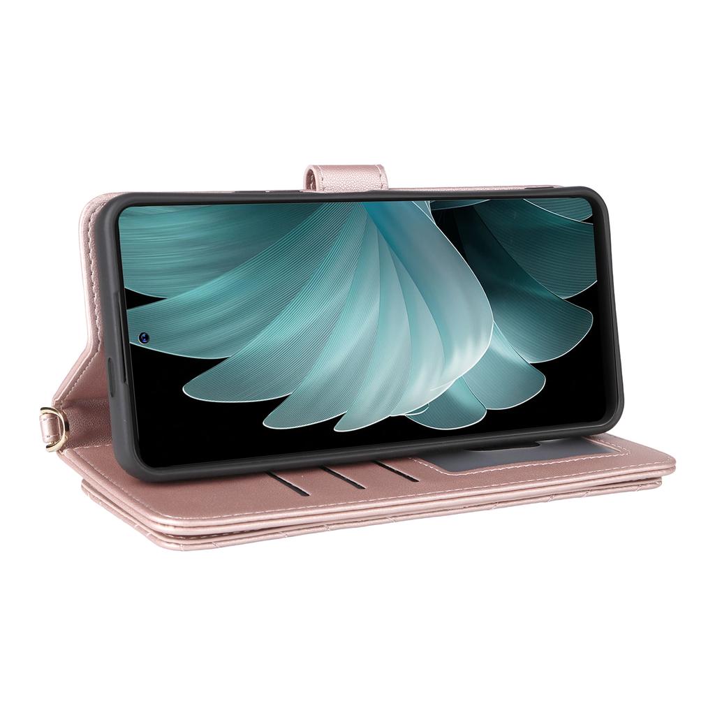 For Blackview Oscal Tiger 13 Wallet Case with Shoulder/Wrist Strap Leather Phone Cover Stand