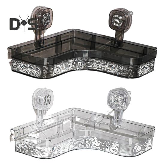 Полка для хранения Caddy с прозрачной стеной без сверления и присоской. Треугольные отсеки. Прочная несущая способность. Простая установка. Угловая полка для хранения в ванной комнате.