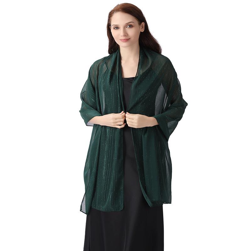 Элегантная шаль-накидка 70*200 см для женщин, официальная, легкий прозрачный шифон, со стразами и серебряной проволокой