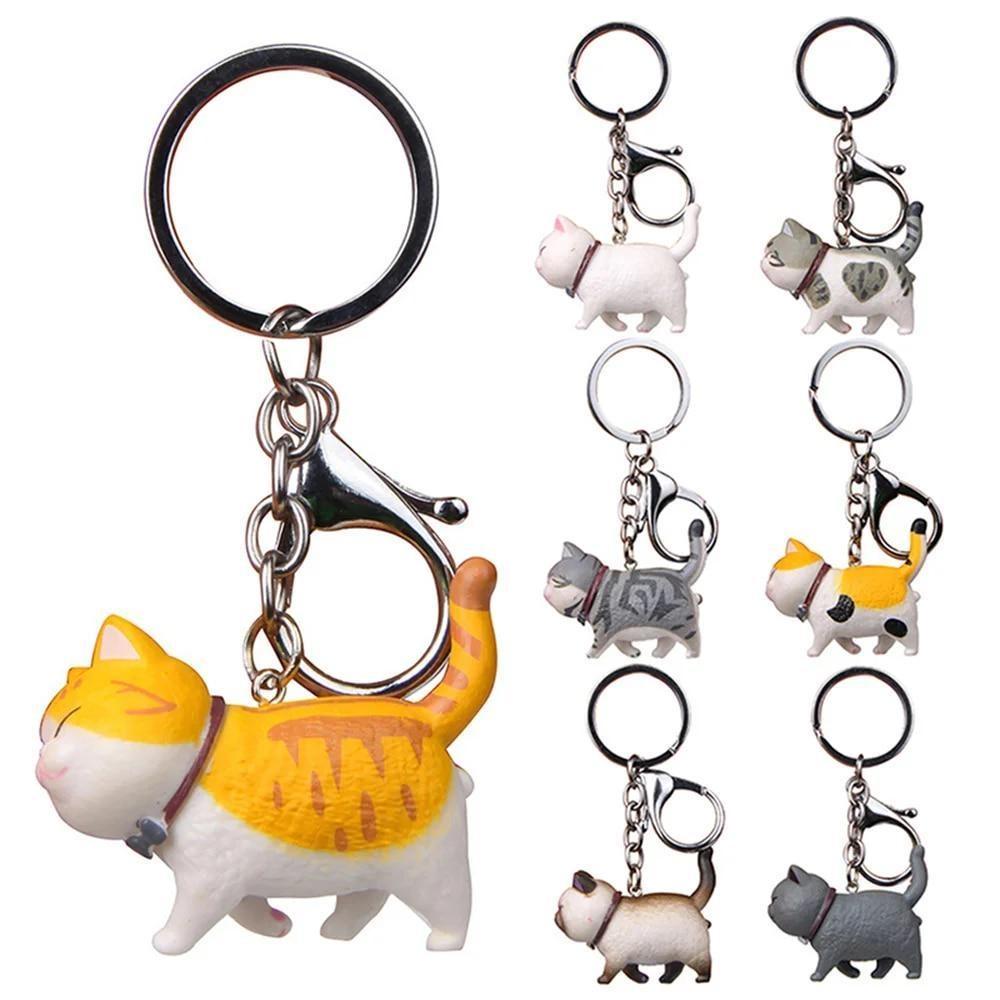 1Pc Cartoon Kittens Keychain Cure Animal Key Chain Cat Pendant for Women Car Key Ring Purse Bag Accessories Gifts