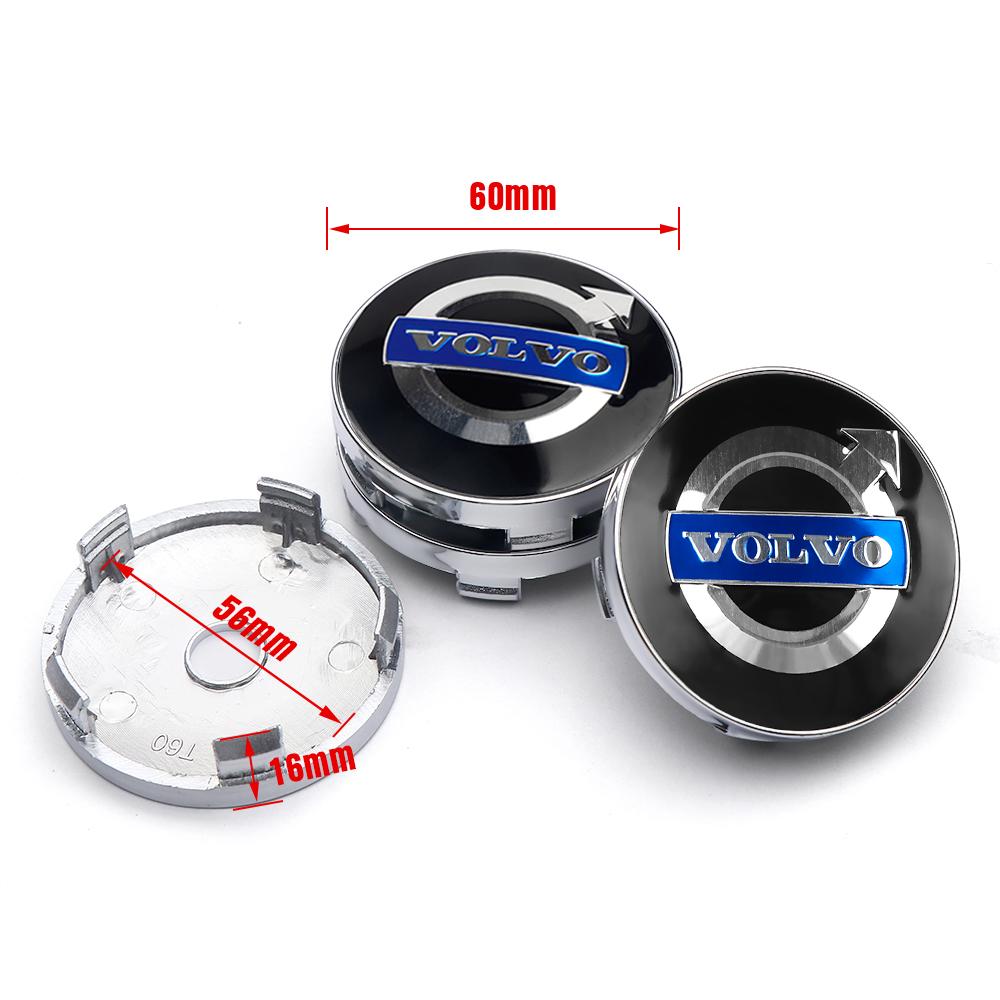 4pcs 56/60mm Car Wheel Center Cover Stickers Hub Caps Decor Decals For Volvo Rdesign AWD C30 C70 S40 S60 S70 S80 S90 V40 V50 V60