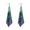 Exaggerated Metal Sequins Long Drop Earring for Women Tassel Dangle Hook Long Earrings Statement