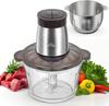 Bear Food 2L Large Capacity 300W Electric Mixer Glass and 304 Stainless Steel for Mincing Baby and PSE Certified Processor, (2 Bowls), Multi-Speed,