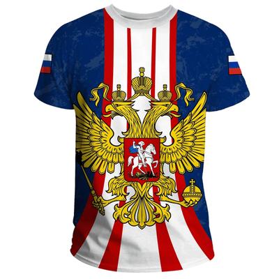 Модная футболка с нашивкой флага России для мужской одежды, футболка с коротким рукавом, 3D-принт, крутой узор, уличный тренд, мужская футболка, топ