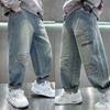 Four Seasons Spring Autumn Boys Jeans Children Loose Denim Pants Teenager Fashion Spring Baggy Trousers Kids Handsome Clothing