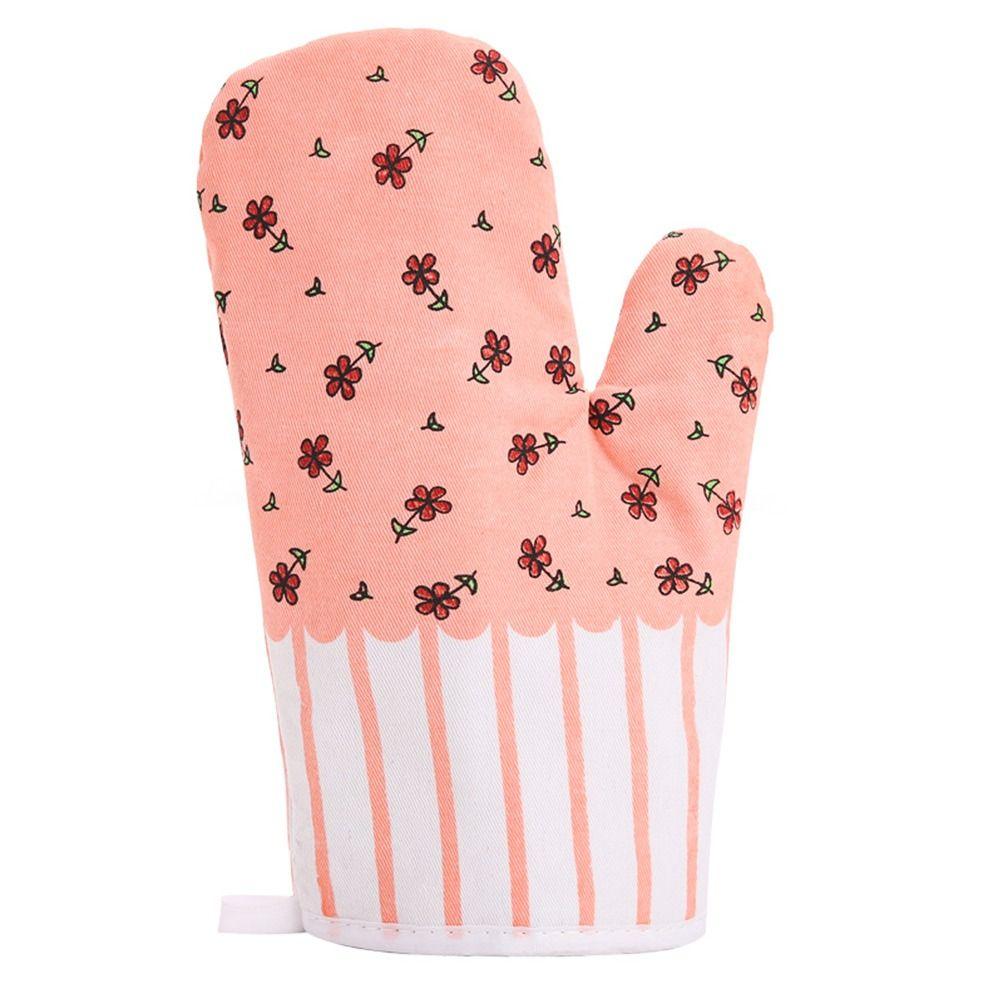 Kitchen Anti-Scalding Heat Resistant Cotton Oven Mitts Non-Slip Insulation Gloves