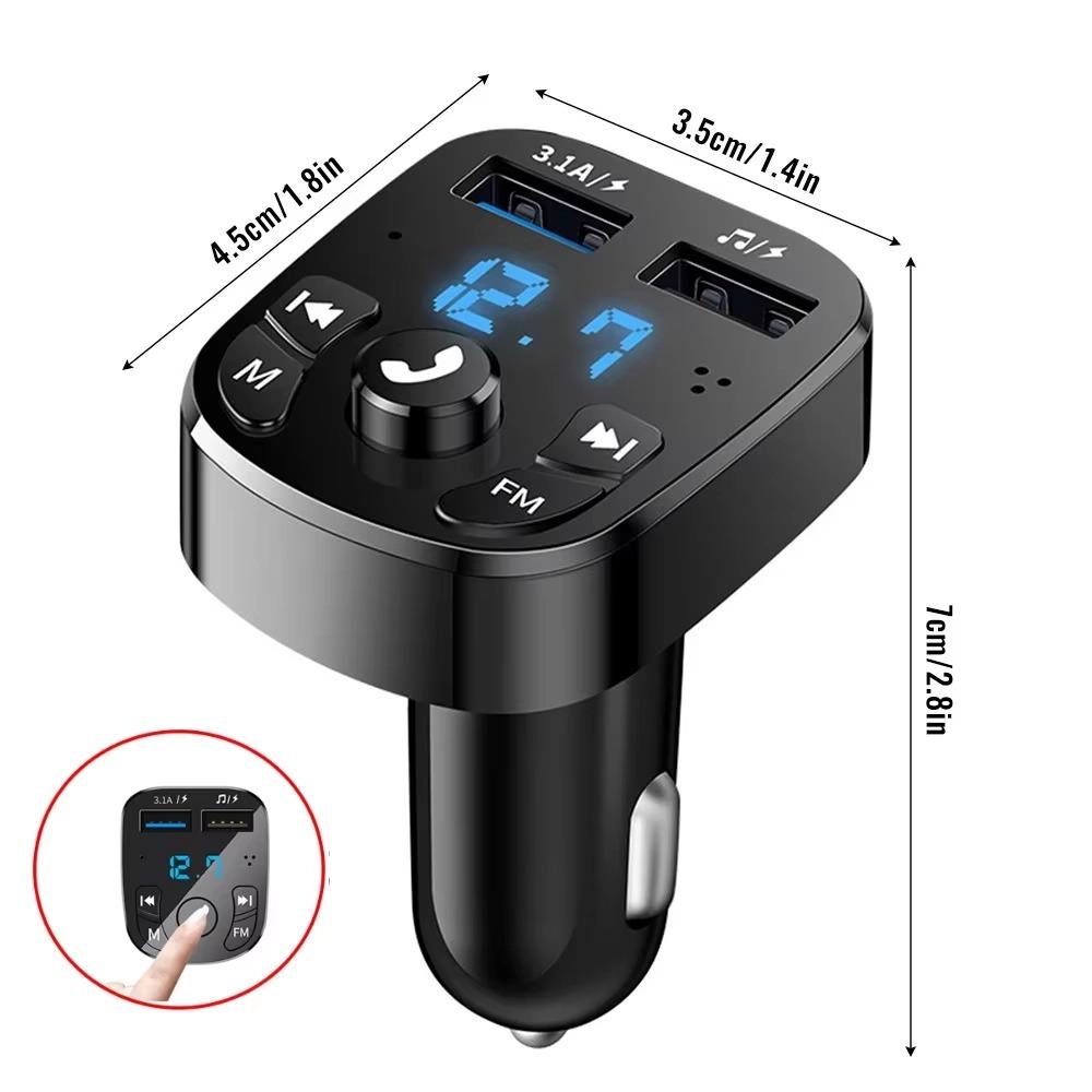 Автомобильное зарядное устройство Bluetooth FM-передатчик с двумя портами USB и быстрой зарядкой 3,1 А