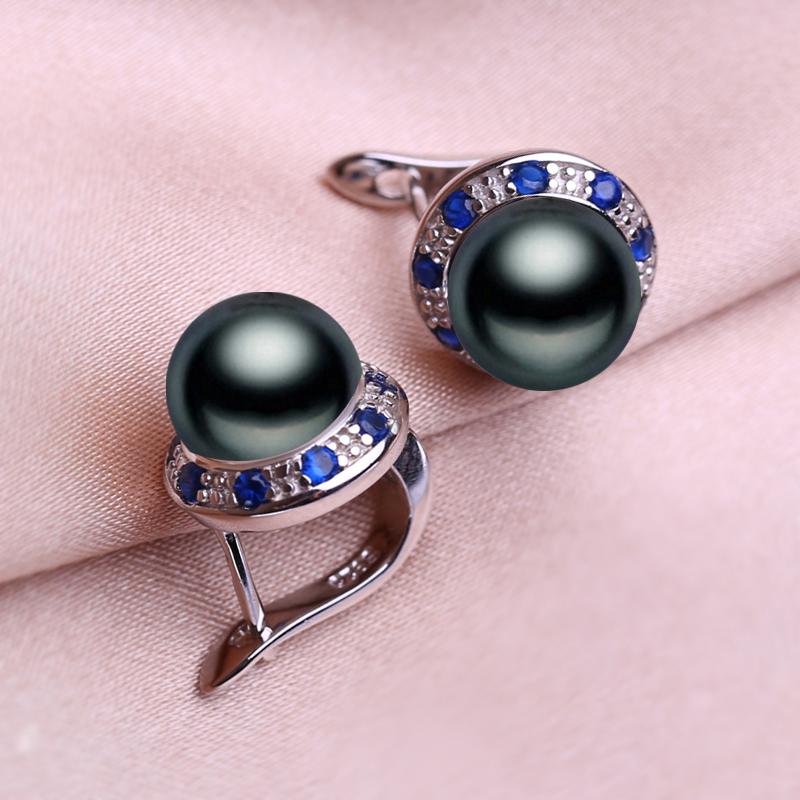 seniko 8-9mm Natural Freshwater Pearl Earrings Fashion Cubic Zirconia Clip Earrings For Women Girl Gift