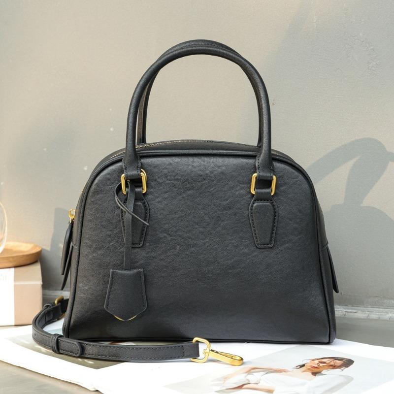 Винтажная сумка-бостон из натуральной кожи с верхним покрытием из коровьей кожи, сумка-подушка через плечо для поездок на работу для женщин