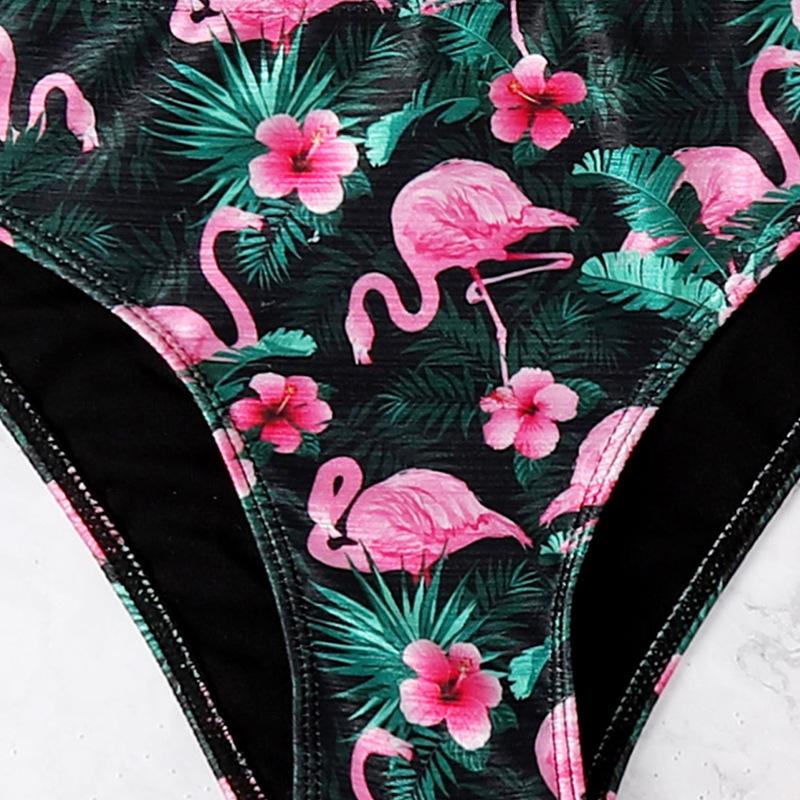 Модный комплект из 2 предметов для девочек-подростков, комплект купальников бикини, майка с принтом фламинго и трусы, купальник, детский купальный костюм танкини