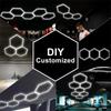 LED Hexagon Garage Lights Honeycomb Led Tube Lighting 85V-265V Car Detailing Ceiling Shop Light for Gym Car Care Wash Room