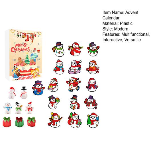 Рождественский снеговик Адвент-календарь 24-дневный обратный отсчет Рождественский подарочный набор 2D мультяшный снеговик подвесные украшения