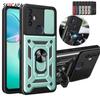 Slide Lens Camera Protection Hard Phone Case For TCL 30 SE 30 Z Armor Shookproof Magnetic Ring Stand Holder Cover For TCL 30SE 305 306 30 XE 5G