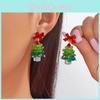 Christmas Jewelry Girls Alloy Red Bow Christmas Tree Earrings With Sparkling Decor For Holiday Fashion