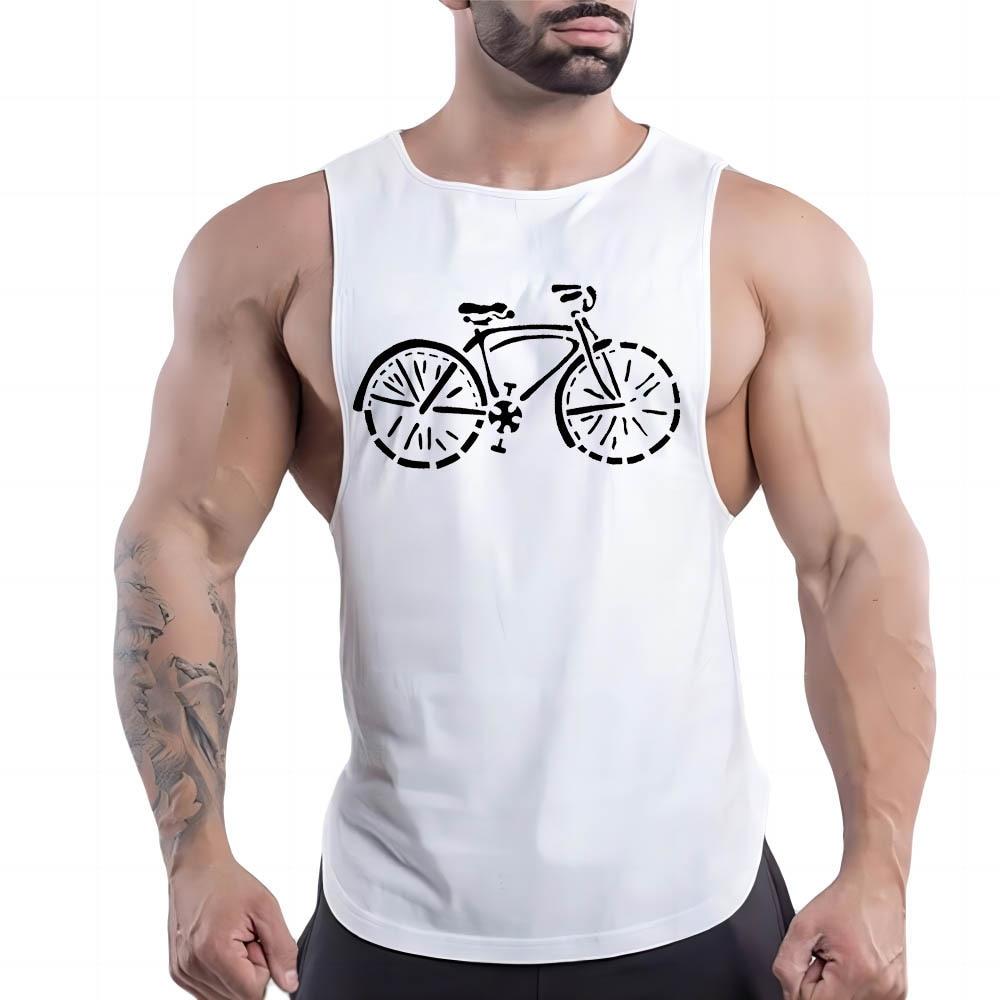 Summer Adult Men'S Outdoor Fitness Casual Sports Crew-Neck Vest Creative Bike 2d Print Breathable Quick-Drying Sleeveless Shirt