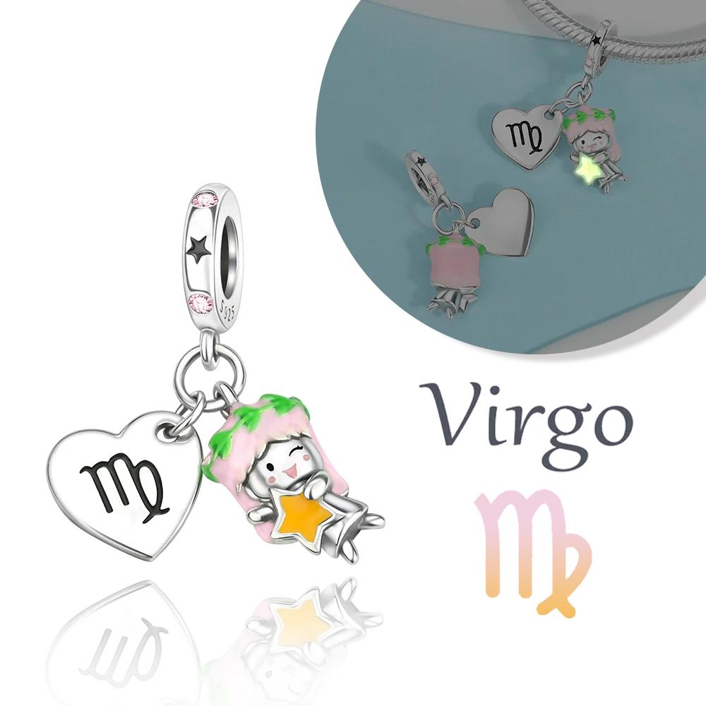 925 Silver 12 Months Birthstone Heart-shaped Beads Charms Fit Original Bracelet Charm Beads Necklace Diy Female Jewelry