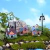 4Pcs Miniature Villas Villas Resin Pretty Nice-looking Attractive Small DIY Micro Landscape Ornaments for Garden