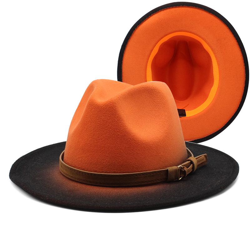 Соответствие цветов постепенное изменение цвета джазовая шляпа женская модная шерстяная шляпа цилиндр мужская уличное солнцезащитное колье