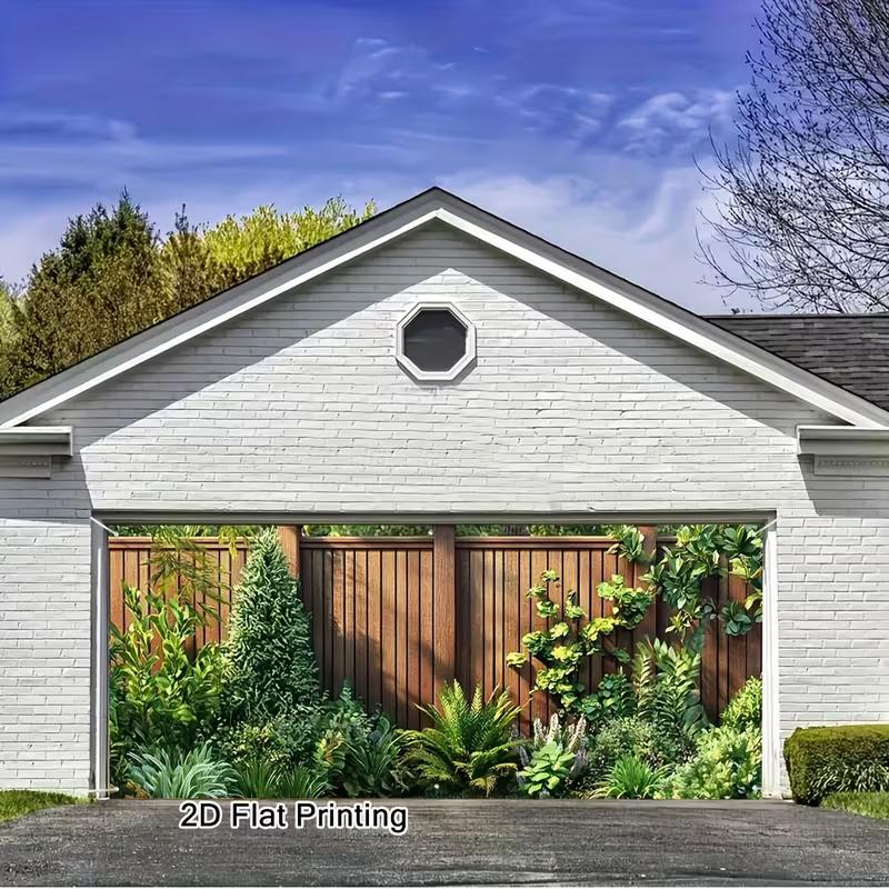 2D American Suburban House Mixed Shrub Patio Decor Backdrop